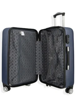 SOLO SOPRANI - TROLLEY BLU IN ABS 4 RUOTE DOPPIE CON STAMPA LOGO