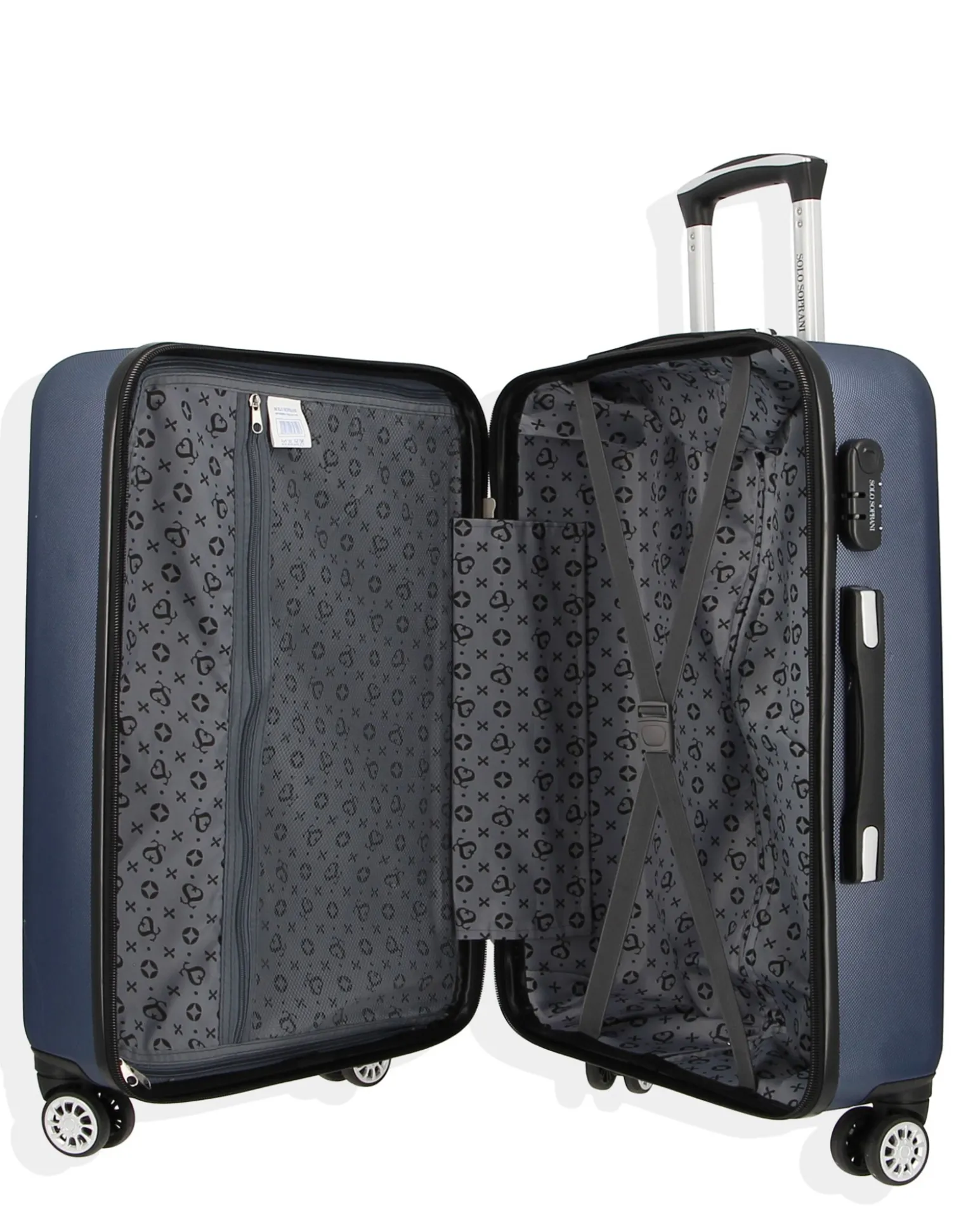 SOLO SOPRANI - TROLLEY BLU IN ABS 4 RUOTE DOPPIE CON STAMPA LOGO