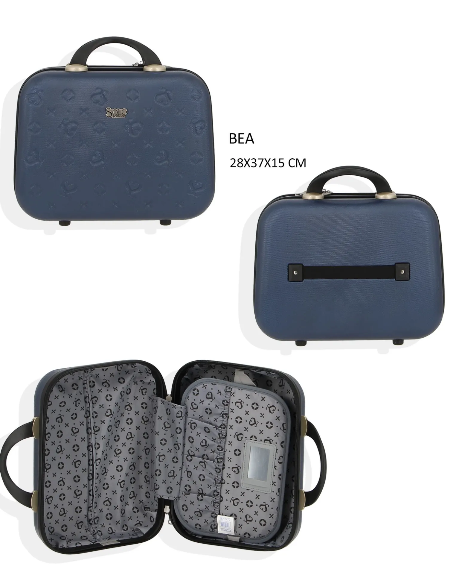 SOLO SOPRANI - TROLLEY BLU IN ABS 4 RUOTE DOPPIE CON STAMPA LOGO