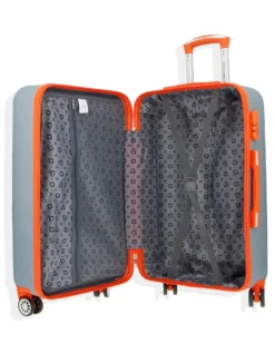 SOLO SOPRANI - TROLLEY GRIGIO CON DETTAGLI ARANCIO IN ABS 4 RUOTE DOPPIE CON STAMPA LOGO