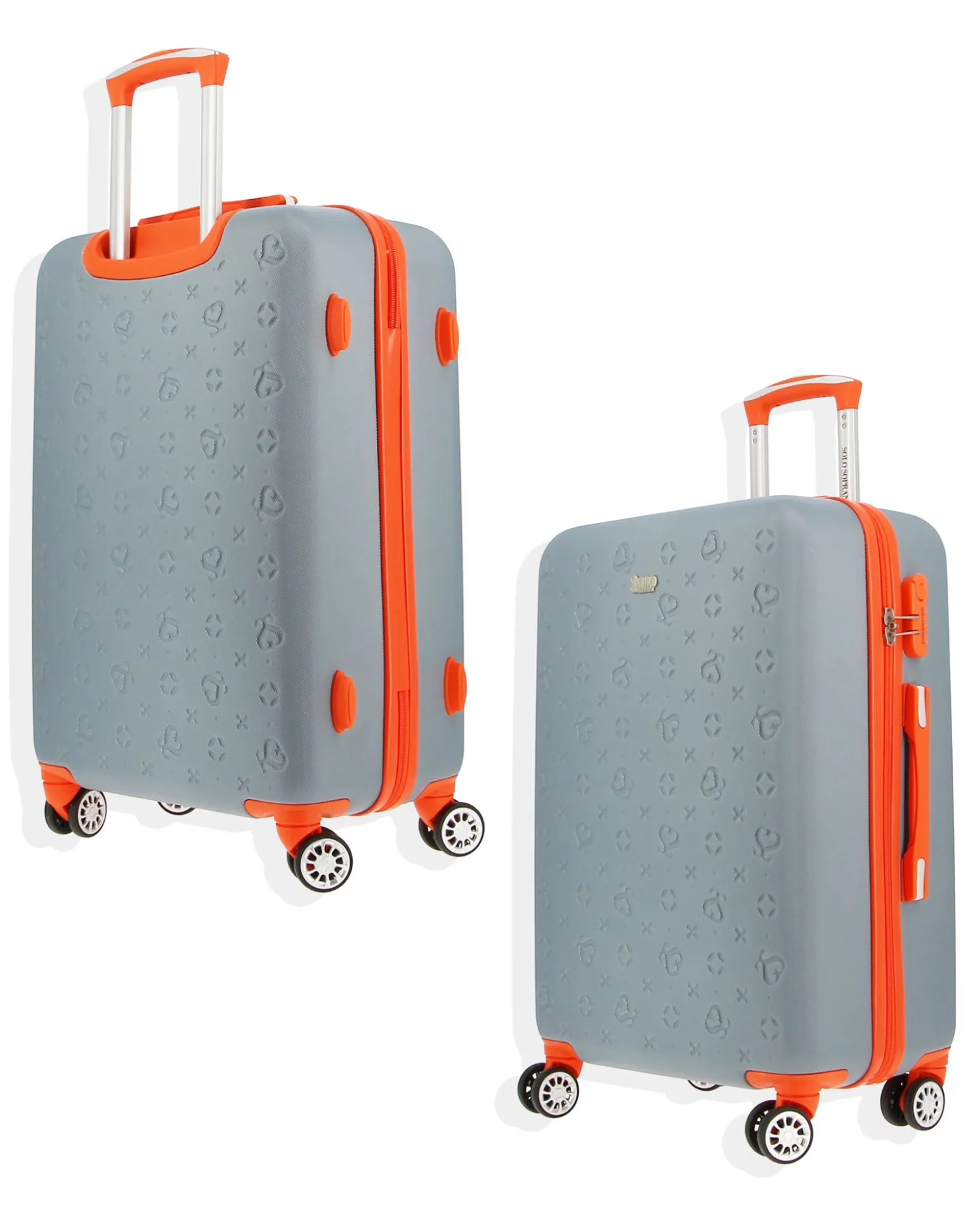 SOLO SOPRANI - TROLLEY GRIGIO CON DETTAGLI ARANCIO IN ABS 4 RUOTE DOPPIE CON STAMPA LOGO