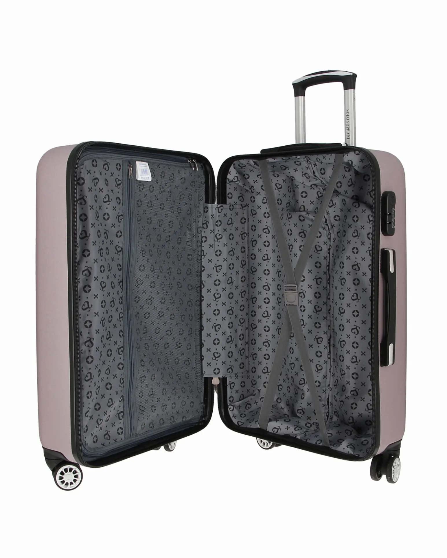 SOLO SOPRANI - TROLLEY GRIGIO IN ABS 4 RUOTE DOPPIE CON STAMPA LOGO