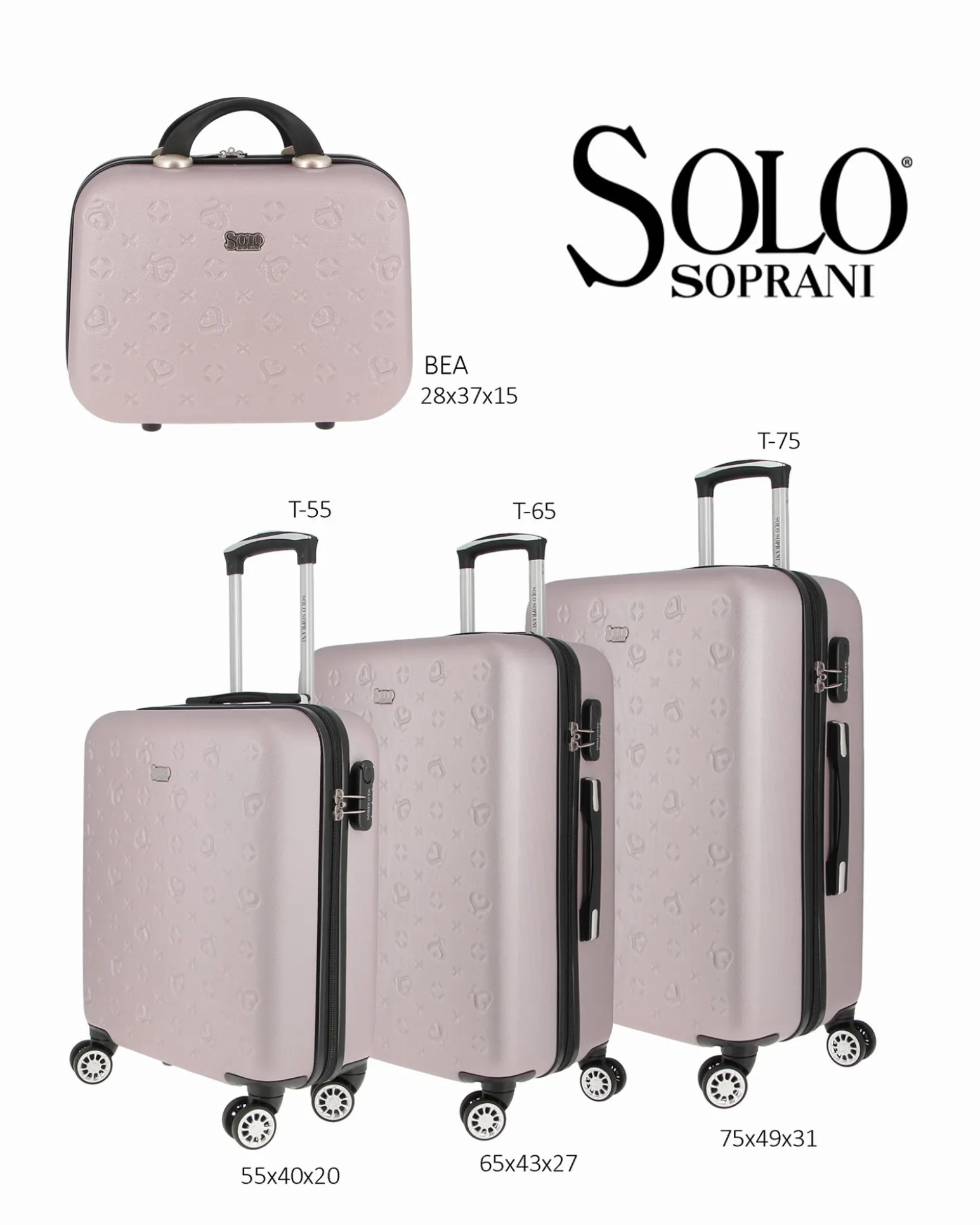 SOLO SOPRANI - TROLLEY GRIGIO IN ABS 4 RUOTE DOPPIE CON STAMPA LOGO