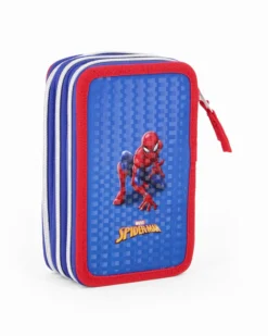 SPIDERMAN - ASTUCCIO 3 ZIP CON STAMPA 3D E PENNA PAPERMATE
