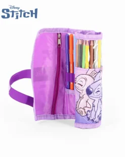 STITCH - ASTUCCIO LILLA ROLL CON 12 PENNARELLI GIOTTO E 12 PASTELLI