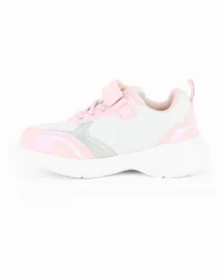 STITCH - Sneakers bianca e rosa da bambina con strappo e luci, numerata 25/31
