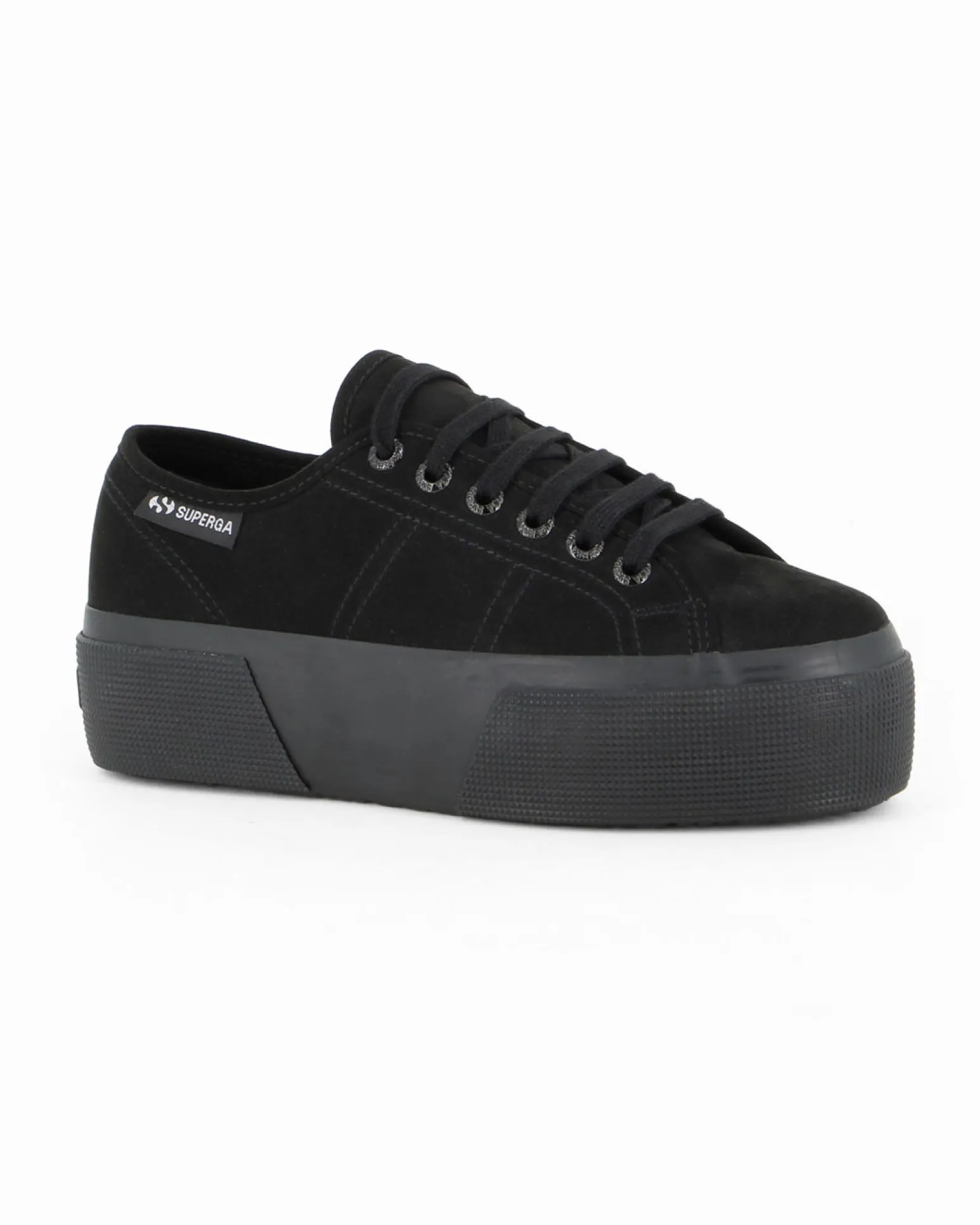 SUPERGA - SCARPA 3790 PLATFORM IN CAMOSCIO NERO DA DONNA
