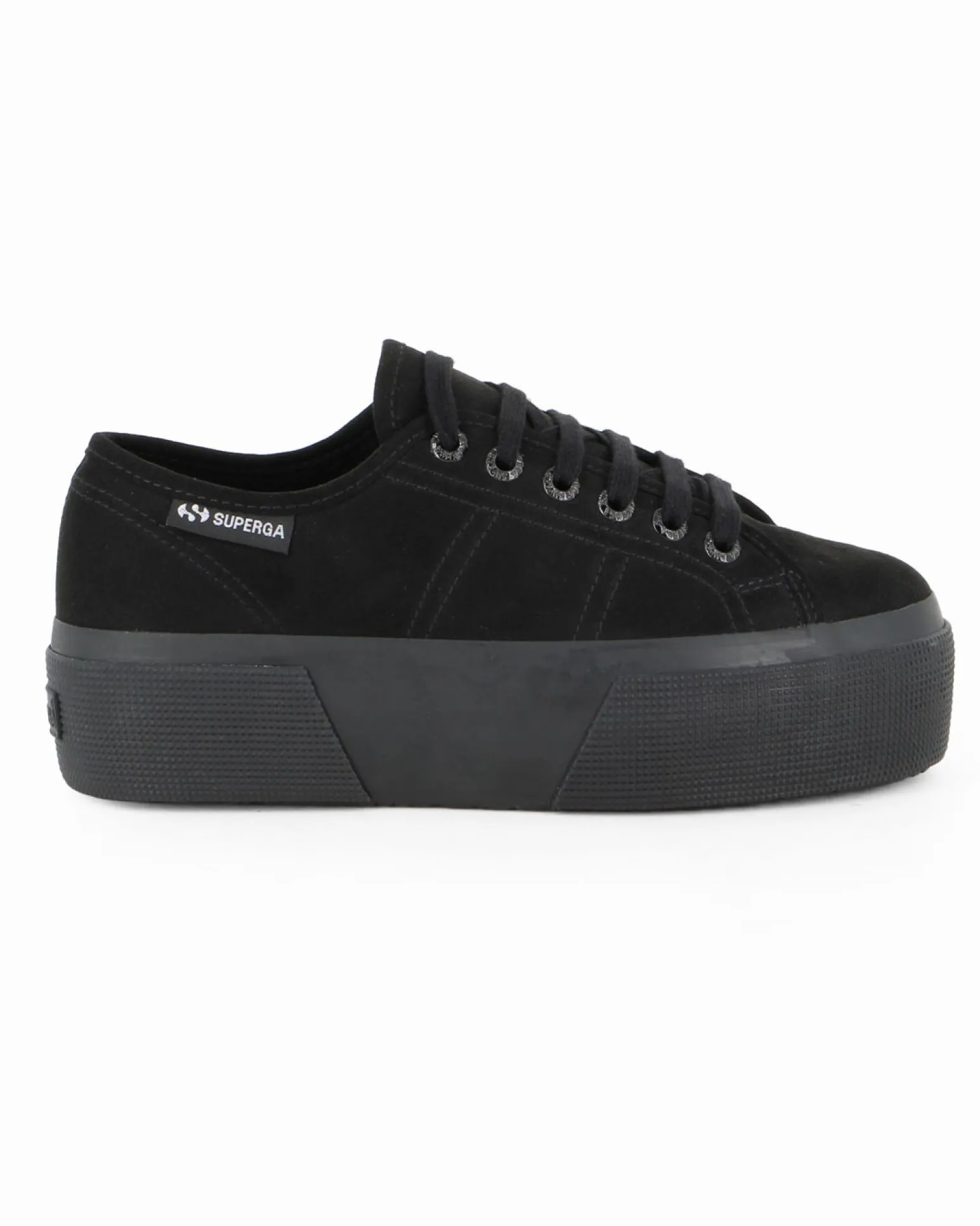 SUPERGA - SCARPA 3790 PLATFORM IN CAMOSCIO NERO DA DONNA