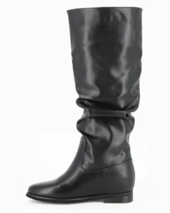 SUPER RIFLE - Stivale nero con gambale arricciato e zeppa interna di 9CM