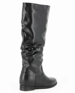 SUPER RIFLE - Stivale nero con gambale arricciato e zeppa interna di 9CM
