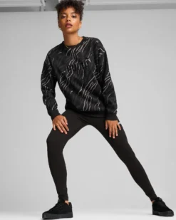 SWEAT ESS+ANIMAL AOP CREW FL BLACK