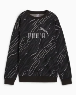 SWEAT ESS+ANIMAL AOP CREW FL BLACK