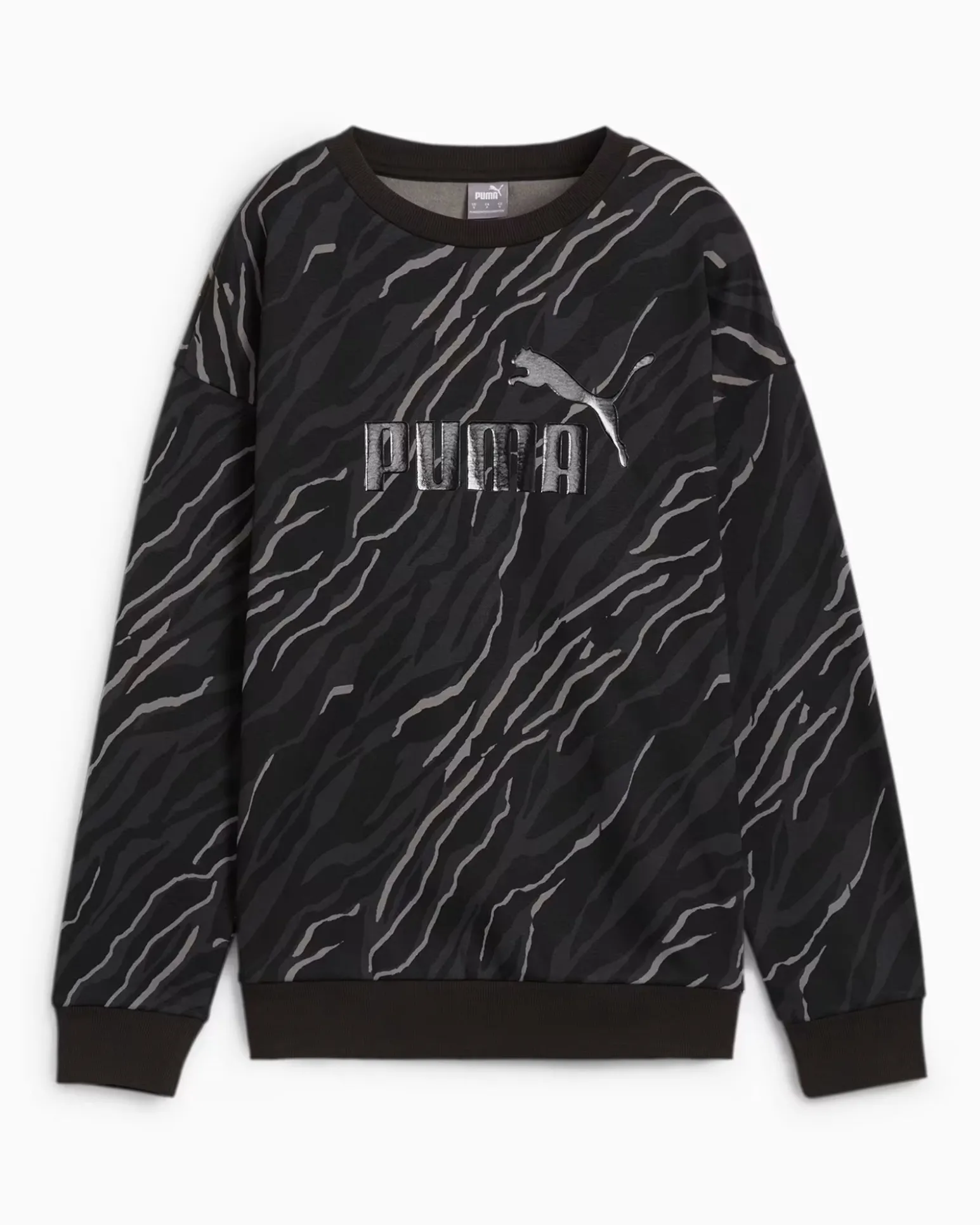 SWEAT ESS+ANIMAL AOP CREW FL BLACK