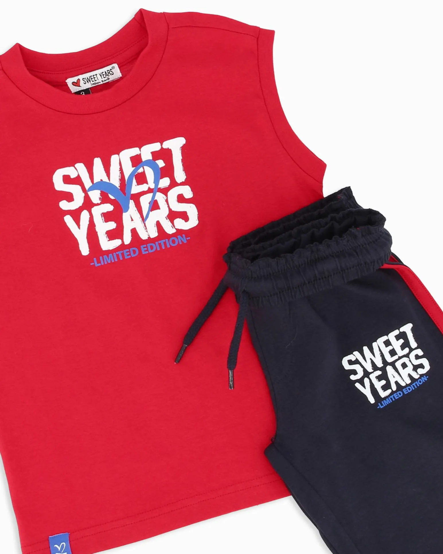 SWEET YEARS - Completo smanicato rosso bambini 3-7 anni in cotone