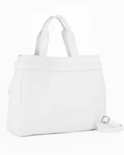 TATOO - Borsa bianca a mano con manici e profili in vernice - MADE IN ITALY