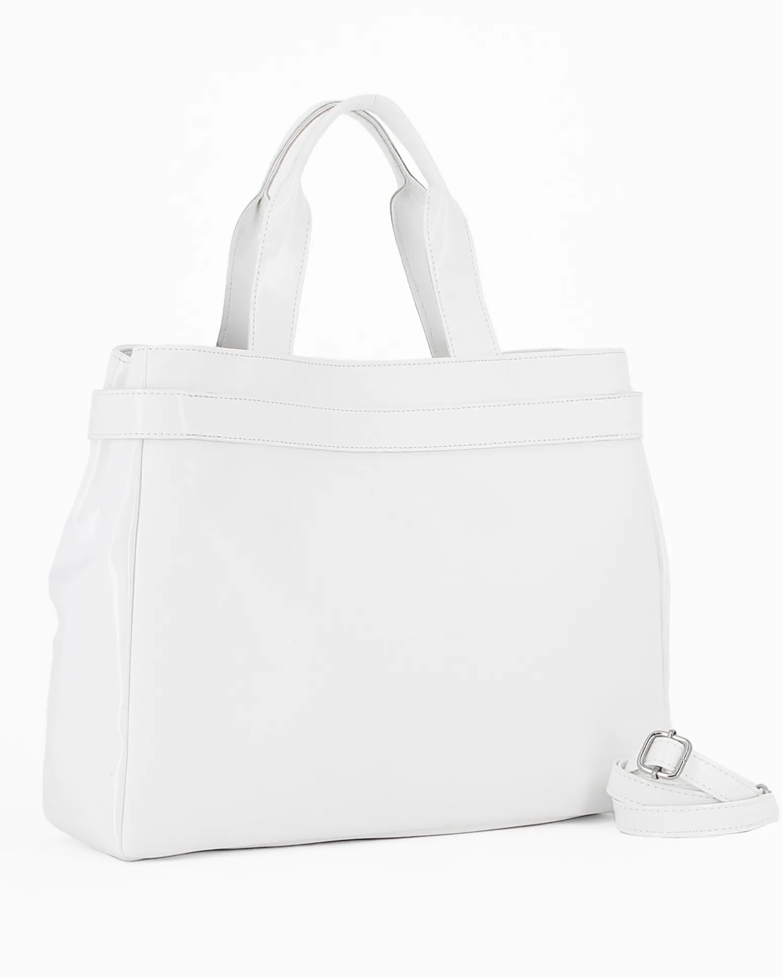 TATOO - Borsa bianca a mano con manici e profili in vernice - MADE IN ITALY