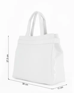 TATOO - Borsa bianca a mano con manici e profili in vernice - MADE IN ITALY
