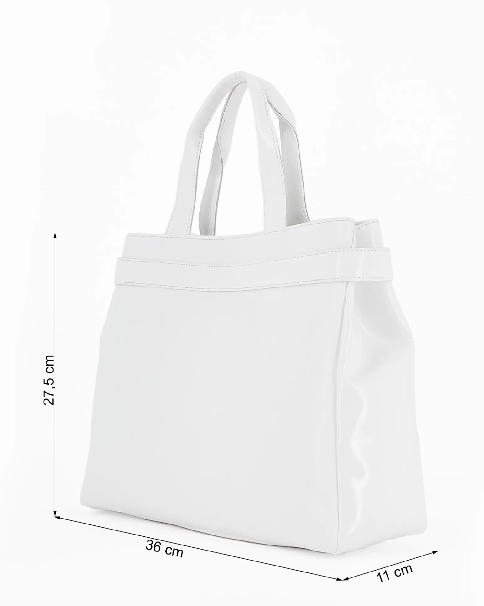 TATOO - Borsa bianca a mano con manici e profili in vernice - MADE IN ITALY