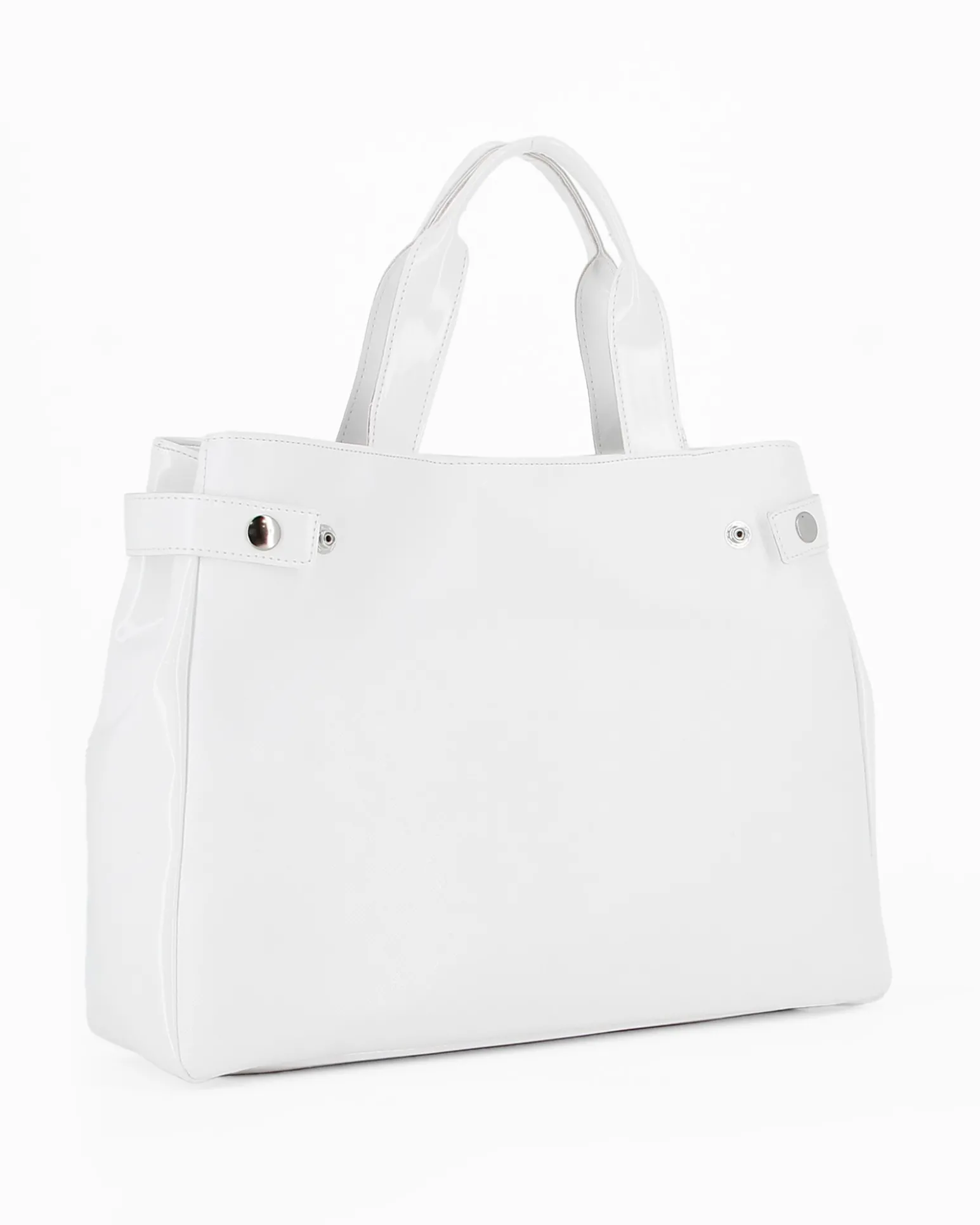 TATOO - Borsa bianca a mano con manici e profili in vernice - MADE IN ITALY