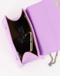 TATOO - Borsa lilla un manico con patta e tracolla, MADE IN ITALY