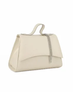 TATOO - Minibag beige con patta ad onda, manico e catena