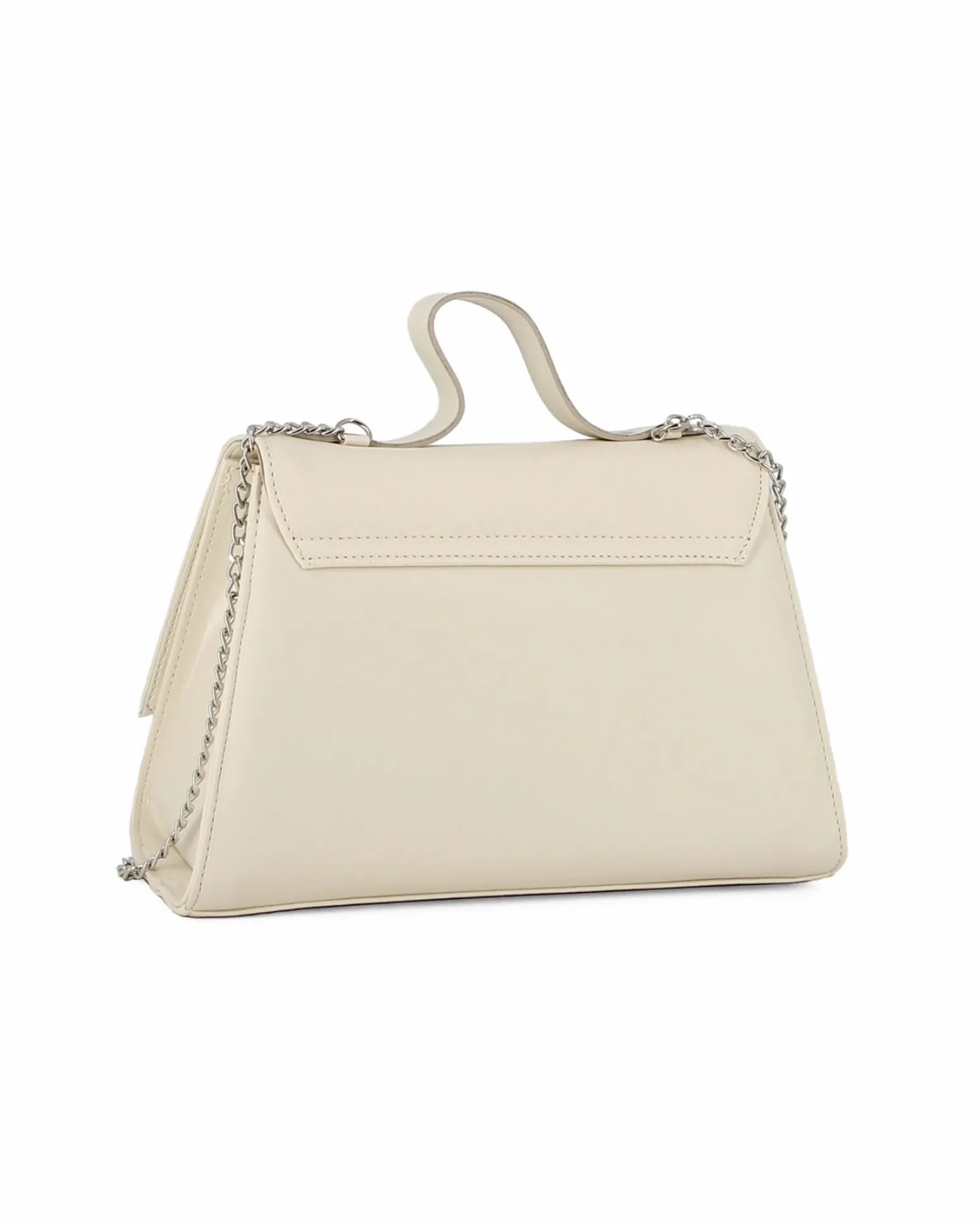 TATOO - Minibag beige con patta ad onda, manico e catena