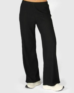 TATOO - PANTALONE PALAZZO A COSTINE NERO DA DONNA