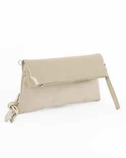 TATOO - Pochette beige in camoscio con patta