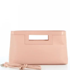 TATOO - Pochette cipria in saffiano e vernice con tracolla removibile, MADE IN ITALY