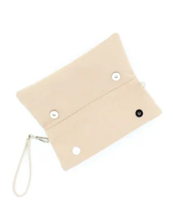 TATOO - Pochette nude in camoscio con patta