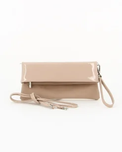 TATOO - Pochette nude in camoscio con patta