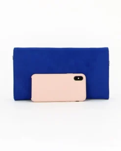 TATOO - Tracolla bluette scamosciata con patta, MADE IN ITALY