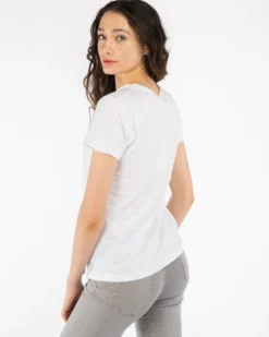 TATOO - Tshirt bianca da donna scollo a V