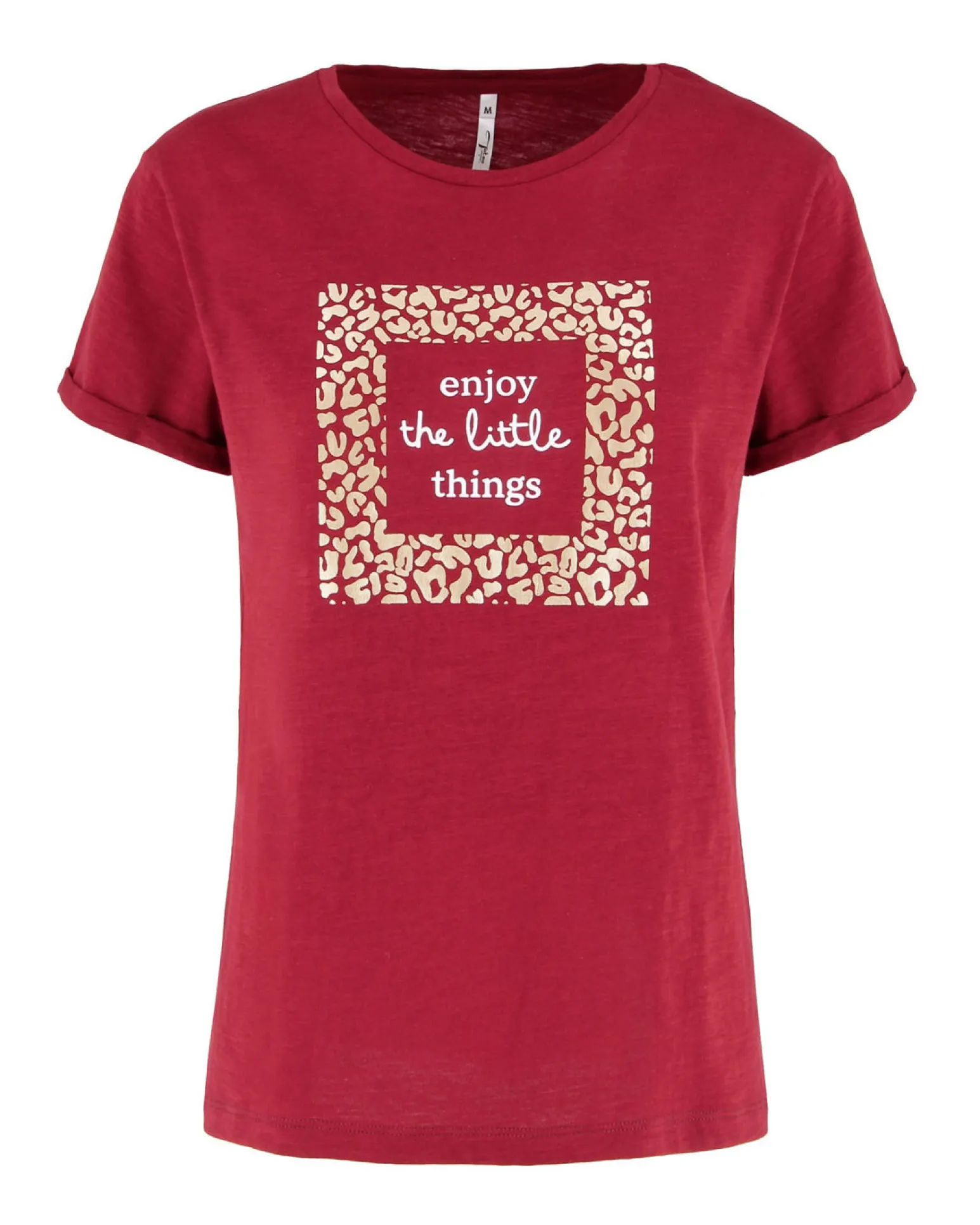 TATOO - Tshirt manica corta con stampa e scritta rossa in cotone