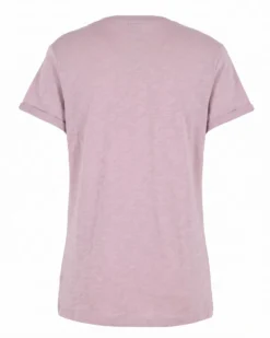 TATOO - Tshirt manica corta con stampa e scritta malva in cotone