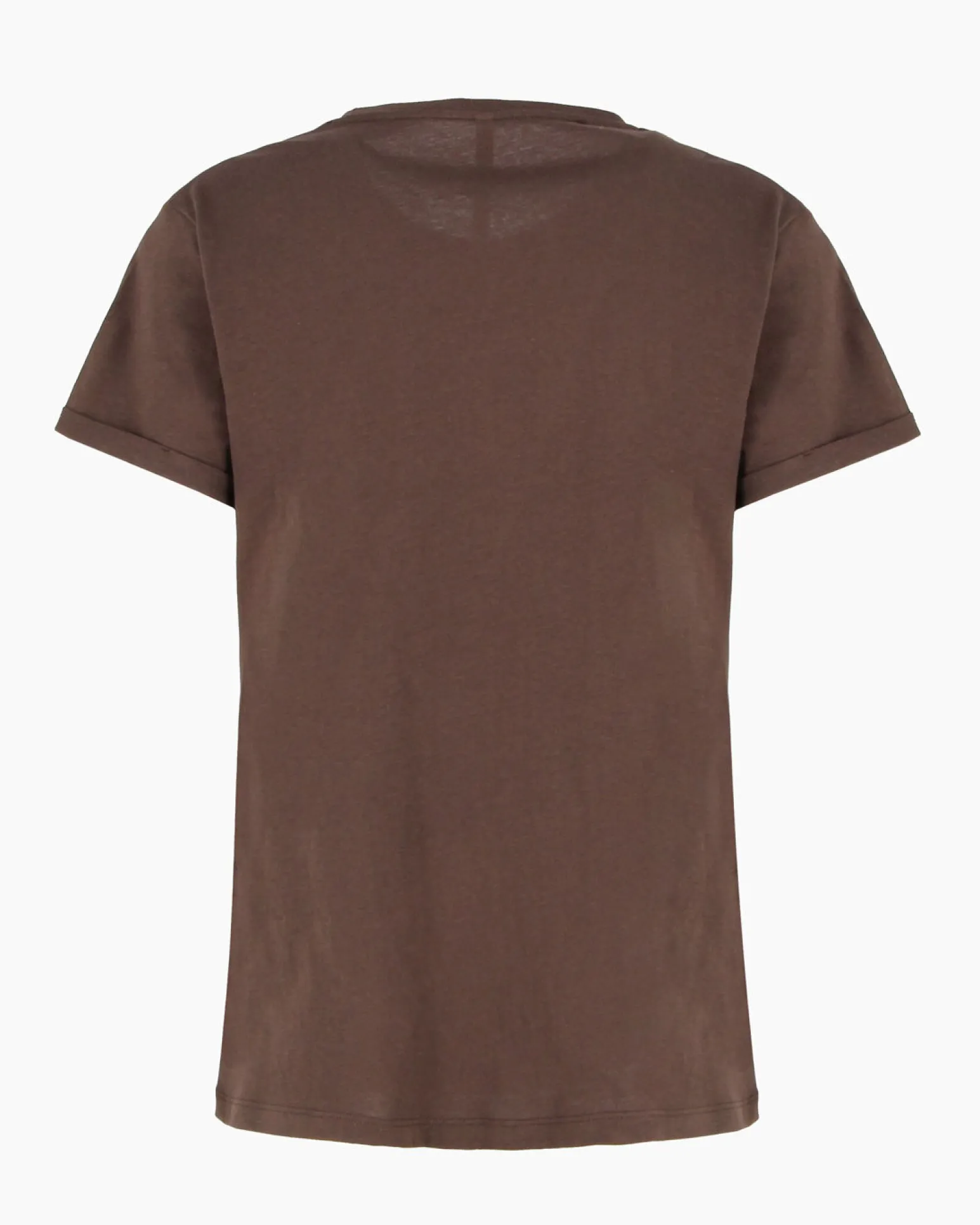TATOO - Tshirt manica corta con stampa e scritta marrone in cotone