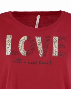 TATOO - Tshirt manica corta con scritta rossa in cotone