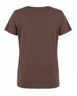 TATOO - Tshirt manica corta con cuore e scritta marrone in cotone