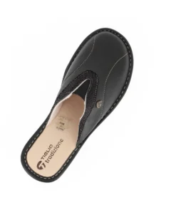 TIGLIO - Ciabatta nera da donna con inserto elasticizzato