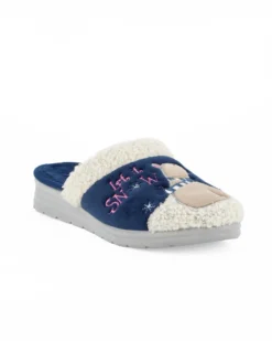 TIGLIO - Pantofola blu da donna con orso polare, MADE IN ITALY