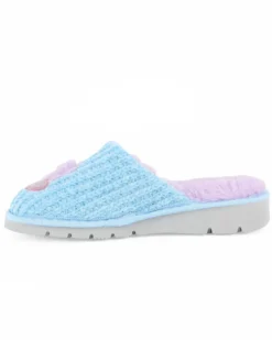 TIGLIO - Pantofola celeste con cuori e pelliccia interna, MADE IN ITALY