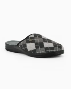 TIGLIO - Pantofola nera da uomo con sottopiede in VERA PELLE, MADE IN ITALY