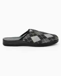 TIGLIO - Pantofola nera da uomo con sottopiede in VERA PELLE, MADE IN ITALY