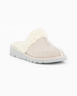 TIGLIO - Pantofole beige con pelliccia interna, MADE IN ITALY