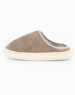 TIGLIO RAMBLAS - Pantofola beige scamosciata da donna con pelliccia interna