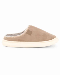 TIGLIO RAMBLAS - Pantofola beige scamosciata da uomo con pelliccia interna