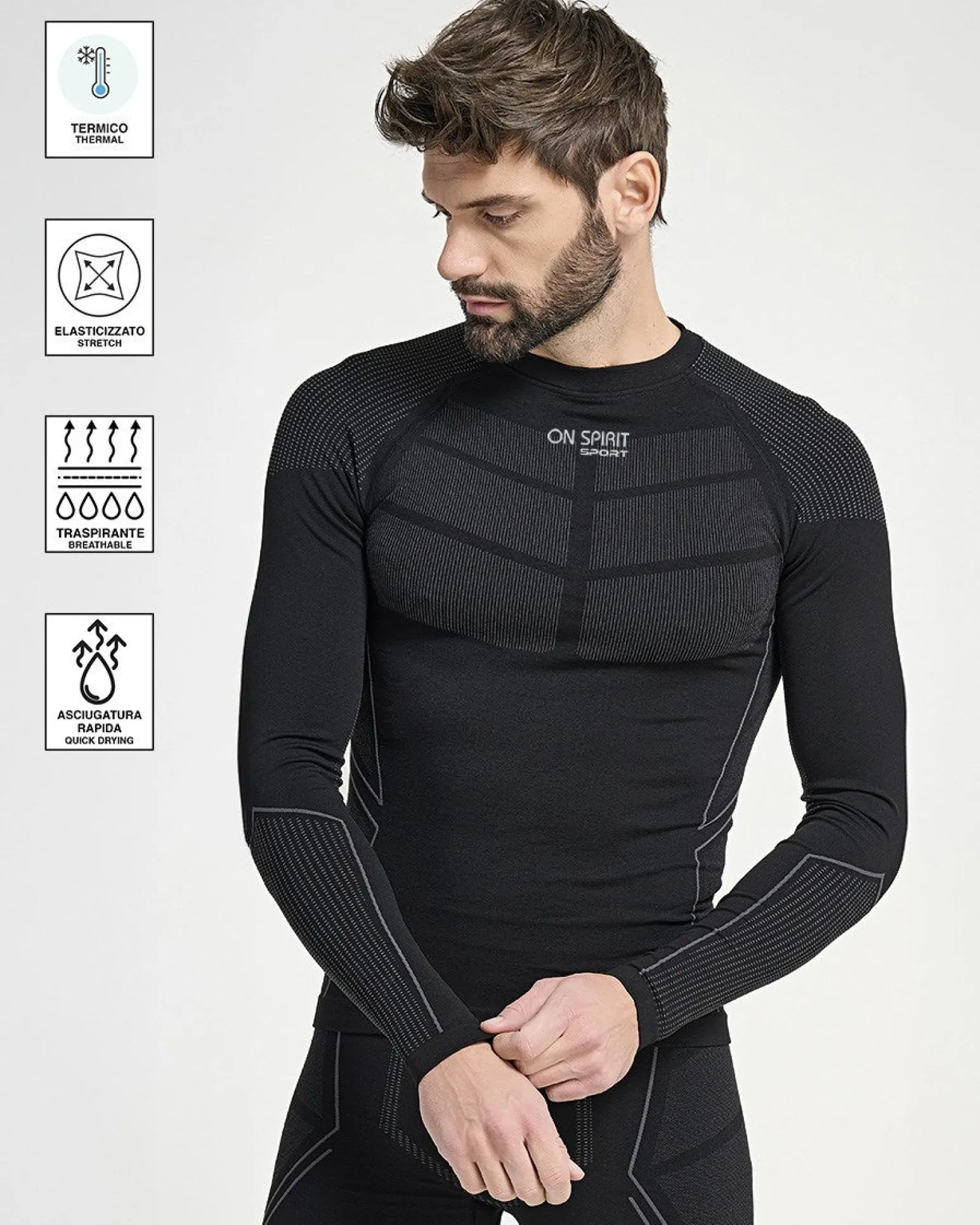 T-SHIRT ML INTIMO TERMICO ORFEO BLACK