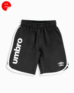 UMBRO - Bermuda ragazzi 8-16 anni nero in cotone