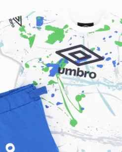 UMBRO - Completo mezza manica neonato 12-30 mesi bianca in cotone