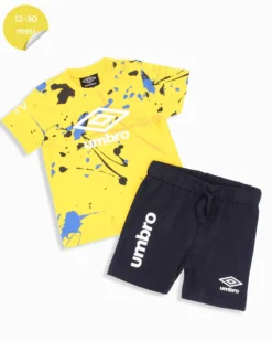 UMBRO - Completo mezza manica neonato 12-30 mesi giallo in cotone